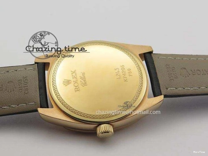 MiroTime 0103 EyeCatching Cellini Date RG Rose Gold Dial Numeral Markers On Black Leather Strap A 3884